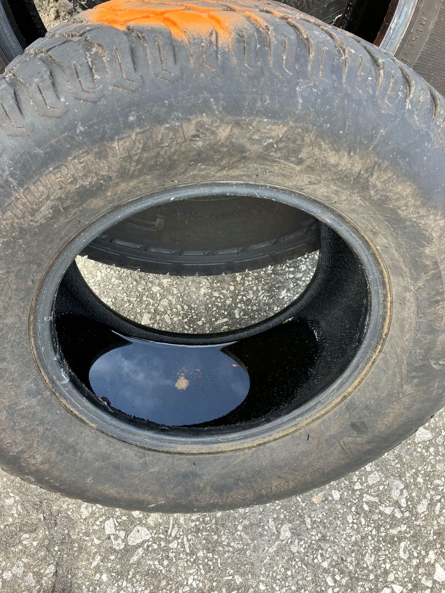 Tire with water